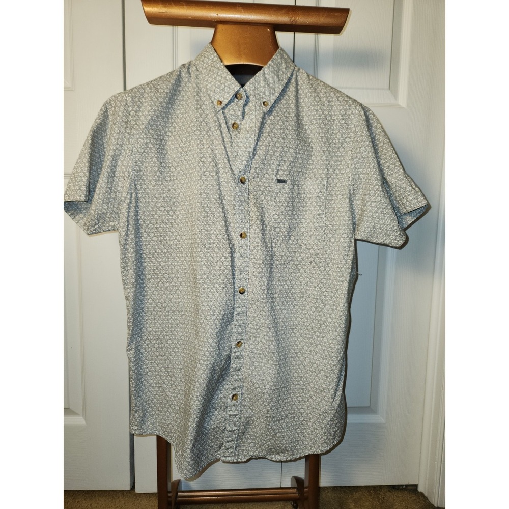 Rip Curl Mens Slim Fit Short Sleeve Button Down Floral Rose Print Shirt Grey M